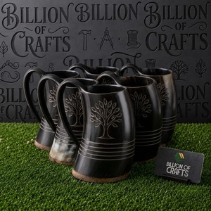 Mug à boire authentique en corne de buffle, fait main, style Viking, tasse à bière médiévale, vaisselle rustique haut de gamme, objet d'art et de collection - Product Image 4