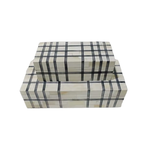 Decorative Handmade Ivory Bone Inlay Box | Black Stripe Storage Box Luxury Jewelry Organizer | Home Decor <b>Gift</b> Table Decor Set - Product Image 2