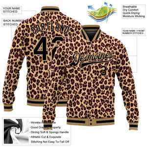 Men's Leopard Print Varsity <b>Jacket</b> Custom Name Number Sublimation Print Casual Autumn Wear Turn-down Collar Regular Fit - Product Image 2