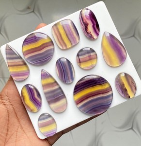 100% Natural High Quality Fluorite Stone Cabochon <b>Colourful</b> Loose Gemstones for Healing Jewellery Wholesale Lot Fluorite Stones - Product Image 6