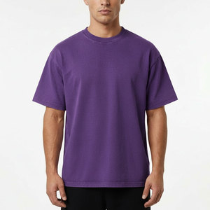 T-shirt en coton délavé personnalisé pour homme, manches courtes, col rond, tissu tricoté, style décontracté - Product Image 3