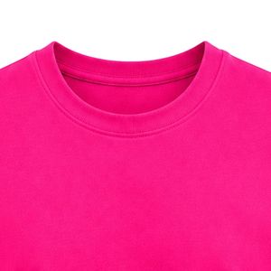 เสื้อยืดสีชมพูสด ผ้าฝ้าย คอกลม แขนสั้น สไตล์ลำลอง แฟชั่นสำหรับทุกเพศ สวมใส่สบายในชีวิตประจำวัน สไตล์คลาสสิก เนื้อผ้านุ่ม - Product Image 6