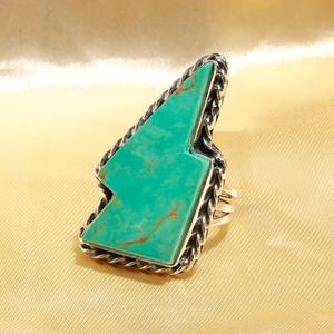 Luxury <b>Silver</b> Plated Fancy Shape Turquoise Gemstone Bezel <b>Set</b> Classic Style <b>Ring</b> Handcrafted for Parties Certified - Product Image 3