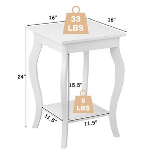 <b>Set</b> of 2 <b>Side</b> <b>Table</b> End Nightstands with Shelf Versatile Home Dcor Accessories - Product Image 4