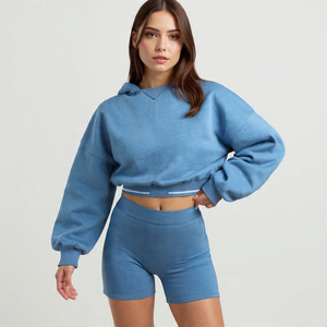 2026 Fashion <b>White</b> Lace Up Cropped <b>Sweatshirt</b> Women Drawstring Hooded Pullover Top Corset Style Streetwear Small MOQ OEM Custom - Product Image 1