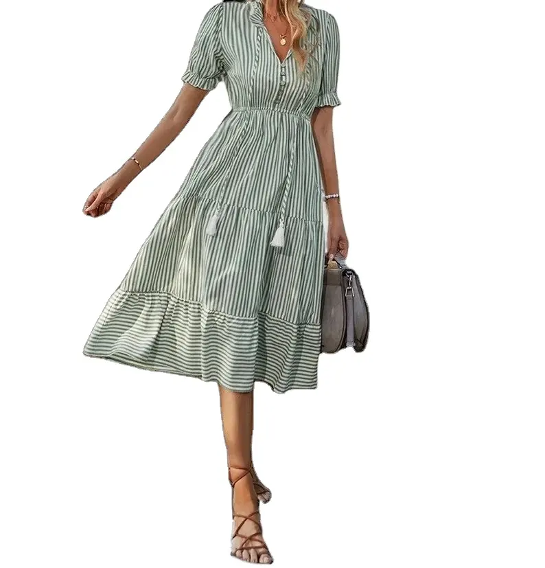Breezy Polyester Cotton Linen Digital Printed Summer Dresses For Women - Casual Polyester Cotton Linen Summer Dresses