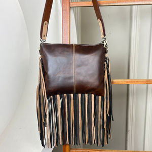 Bolso bandolera con flecos de vaquera de cuero mecanizado a mano al por mayor directo de fábrica para mujer, bolso de hombro de cuero de vaca - Product Image 5