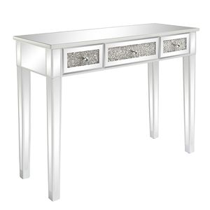 Scrivania per Computer FCH in MDF Argento con Superficie a Specchio e Funzione di Tre Pompe Effetto Vetro Rotto - Product Image 2