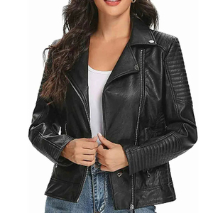 <b>Women</b> Luxury Genuine <b>Leather</b> <b>Jacket</b> Elegant Fashion Outerwear Modern Biker Style Premium Construction Custom Logo Wholesale - Product Image 5