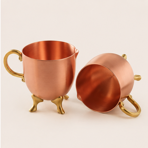 Handcrafted Pure Copper Moscow Mule <b>Mug</b> with Brass Handle and Elegant <b>Gold</b> Feet Eco-Friendly Luxury Food Safe Milk Pitcher - Product Image 1