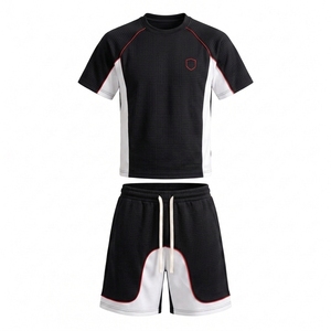 Conjunto Deportivo Casual para Hombre, Personalizado OEM, Transpirable, con Bloques de Color, Camiseta y Pantalones Cortos, Poliéster/Algodón, Secado Rápido, Corte Regular, 220GSM - Product Image 6