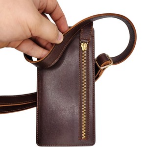 Portefeuille mobile pour femme en cuir véritable de haute qualité, porte-cartes personnalisé avec miroir, bandoulière, multifonctionnel - Product Image 4