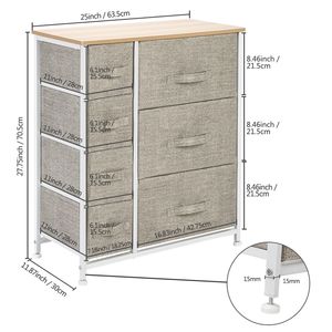 Cassettiera Stile Fattoria con 7 Cassetti, Unità di Stoccaggio per Camera da Letto, Corridoio, Armadio, Ufficio, Struttura in Acciaio e Piano in Legno - Product Image 5