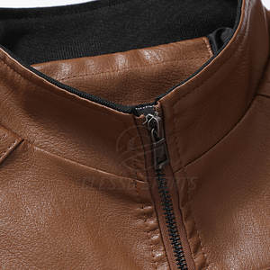 Chaqueta de Cuero Transpirable para Hombre, Estilo Vintage, Corte Ajustado, Prenda Exterior Informal y Moderna, Chaqueta de Cuero Cálida para Hombre - Product Image 3