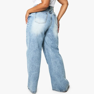 Nouveau pantalon tendance grande taille pour femme, jean taille haute à jambe large en denim délavé, coupe ample, longueur intégrale, style décontracté printemps - Product Image 2