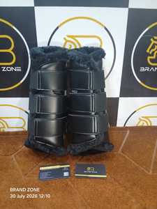BRAND ZONE Bottes équestres en cuir verni pour chevaux, protections de tendons 8MM en néoprène et fausse fourrure, durables et confortables - Product Image 4