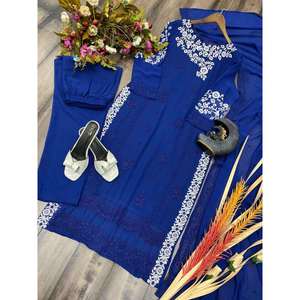 งานปักผ้าจอร์เจียสำหรับนักออกแบบพื้นล่างสุดด้วยสีฟ้า - Product Image 3