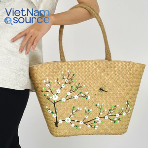 กระเป๋าหิ้วผักตบชวาสานมือแบบทันสมัยสำหรับผู้หญิงกระเป๋าถือหรูหราทำจากฟางธรรมชาติใช้หัตถกรรมจากเวียดนาม - Product Image 3