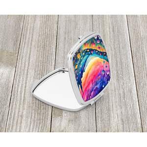 Espejo de maquillaje de viaje compacto Campanula colorido, espejo de bolsillo de mano plegable para mujeres y niñas, Idea de regalo decorativa - Product Image 2