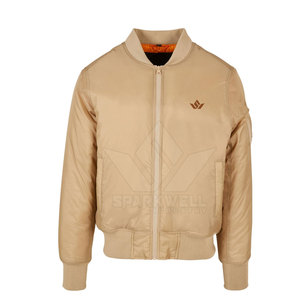 SPARKWELL INDUSTRY Men's Beige Bomber <b>Jacket</b> Solid Color Zipper Front Casual Style Breathable <b>Canvas</b> Fabric High Street Style - Product Image 6