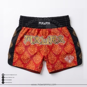 MAWRA Pantalones cortos de Muay Thai para hombre, con estampado de sublimación en rojo y dorado, de secado rápido, cintura elástica, pantalones cortos deportivos de boxeo y lucha para unisex - Product Image 3