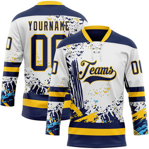 Teams Men's Ice Hockey Jersey V-Neck Three Quarter Sleeve Custom Name Number Breathable Polyester Uniform Adult Apparel - Product Image 4