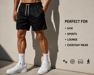 Shorts de sport respirants en mesh avec cordon de serrage, shorts d'entraînement athlétique, shorts décontractés pour hommes - Product Image 2