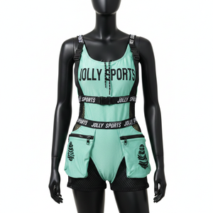 Traje de Baño de Mujer de Alta Calidad en Poliéster y Spandex GSM, Color Verde Menta con Paneles Laterales de Malla Negra, Logotipo Personalizado - Product Image 6