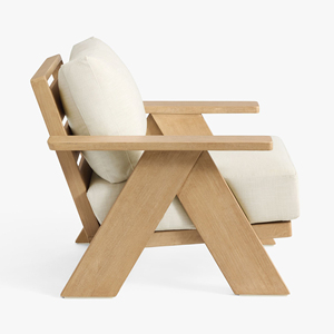 Sofá de Jardín Minimalista de Madera, un Asiento, Muebles de Exterior, Cojín Blanco, Diseño Duradero, Muebles de Exterior - Solari - Product Image 3