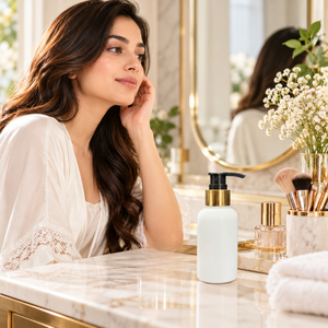 Botella Dorada con Bomba Dosificadora |   Dispensador de Crema Humectante para Mascotas, Envase de Cuidado de la Piel Recargable, Envase de Belleza Portátil de 100 ml para Viaje - Product Image 2