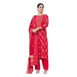 Ensemble Kurti Pantalon Dupatta pour femmes - Tenue élégante en trois pièces - Product Image 3