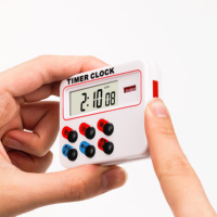 Jam Alarm dapur Digital, penghitung waktu mundur LCD Digital magnetik 24 jam dengan berdiri putih praktis untuk belajar memasak meja telur Timer jam Alarm