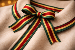 Cinta de Grogrén de 25 mm de Neelkamal Industries, con Rayas Verdes, Rojas y Doradas, Cinta Decorativa Metálica Lurex para Envoltura de Regalos - Product Image 3