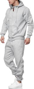 Ensemble de survêtement personnalisé en molleton brossé 400 GSM pour homme, sweat-shirt à col rond et pantalon de jogging, gris anthracite, tenue chaude et tendance pour l'hiver - Product Image 2