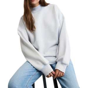 Sudadera de invierno para mujer 100% algodón con cuello simulado y forro polar - Ecológica, transpirable, ODM, con forro frontal, corte holgado y oversize - Product Image 6