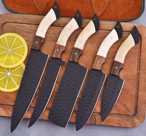 Juego de Cuchillos de Chef Ambidiestros Prestige Blades Professional de 5 Piezas, Acero de Damasco de 67 Capas, Hechos a Mano, Afilados como una Navaja - Product Image 1