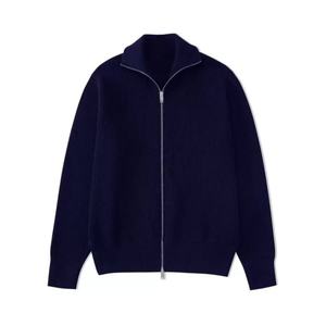 Manteau en tricot d'hiver de haute qualité avec logo personnalisé OEM, veste zippée en maille unie, col rabattu, vente en gros - Product Image 3