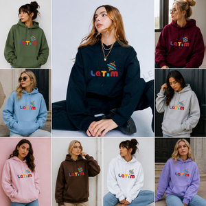 เสื้อฮู้ดผู้หญิง Latim ผ้าฝ้ายทรงโอเวอร์ไซส์ สีพื้น พิมพ์ลายตัวอักษรด้านหน้า ระบายอากาศได้ดี เสื้อผ้าลำลองสำหรับฤดูหนาว มีสินค้าพร้อมส่ง - Product Image 1
