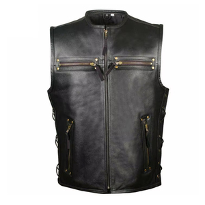 Chaleco de Cuero PU para Hombre, Diseño Nuevo 2026, Piel de Vaca, Talla Europea, Chaleco de Motocicleta para Verano con Cierre Frontal - Product Image 2