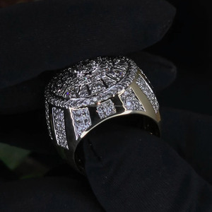 925 Sterling <b>Silver</b> Moissanite Diamond Mens Engagement <b>Ring</b> Iced Out Champion <b>Statement</b> Pinky <b>Ring</b> Hip Hop Rapper Bling Jewelry - Product Image 2