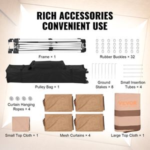 Gazebo Plegable de 11 x 11 Pies para 8-10 Personas, Estructura Metálica y Tela Oxford 250D con Revestimiento de PU, con Mosquitera - Product Image 6