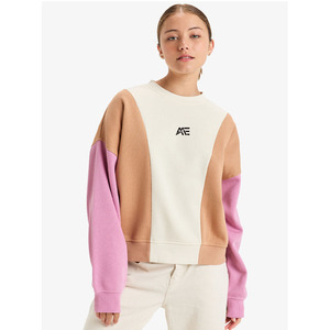 Custom Women's Color <b>Block</b> Crewneck Sweatshirt 420 GSM Cotton Fleece Oversized Pullover OEM Private Label Women's Hoodies - Product Image 1