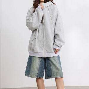 Custom Women's <b>Tracksuits</b> Heavy Weight 500 GSM 350 GSM <b>Polyester</b>/Cotton Fleece Embroidered Oversized Hoodie Shorts - Product Image 4