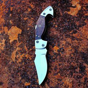 Compact Folding Pocket Knife Cleaver Style Damascus Steel Blade Wood Handle EDC High Quality 58HRC Outdoor Hunting <b>Tool</b> OEM Bulk - Product Image 2