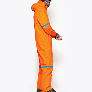 <b>Men</b> Orange Waterproof Ski <b>Jumpsuit</b> Hooded Zipper Closure Synthetic Insulated Snow Wear Adult - Product Image 3