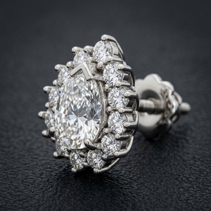 Hot Sale 0.50ct <b>Light</b> Wt Pear Cut <b>Cluster</b> Halo Stud Diamond Earrings Round Lab Grown Vintage Halo Women's Daily Wear Earrings - Product Image 3