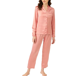Robes de nuit d'hiver pour femmes à manches longues avec col rabattu en tissu peigné, séchage rapide et respirant - Product Image 1