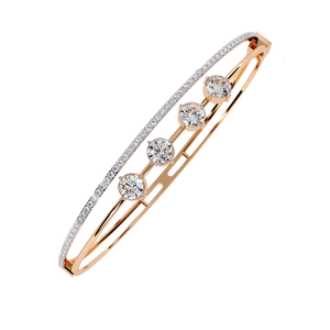 Yellow <b>Gold</b> Diamond <b>Bangle</b> Bracelet Round Brilliant Cut Claw Setting Women's Classic Wedding Jewelry - Product Image 2