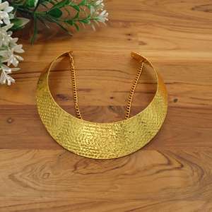 Collar Choker Ancho de Acero Inoxidable Dorado y Plateado para Mujer |   Collar llamativo con diseño martillado |   Joyería de Moda al por Mayor - Product Image 2