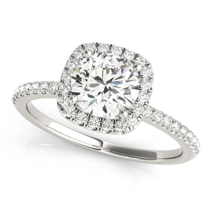 Classic Women's Diamond Engagement <b>Ring</b> With Pave Setting Round Stone Rhodium Plated 925 Sterling Silver Band - Product Image 1
